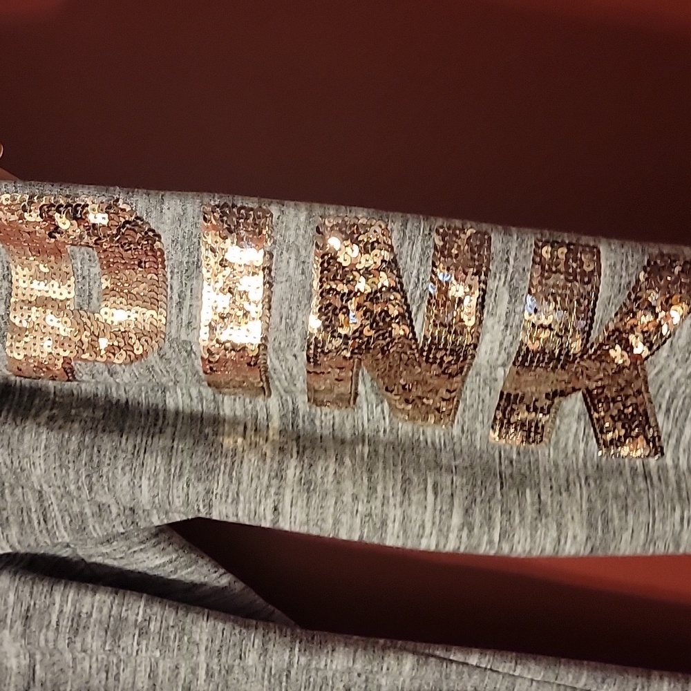 Small Sequin Satin Floral Embroidery Jogger pants PINK Victoria Secret - Picture 6 of 8